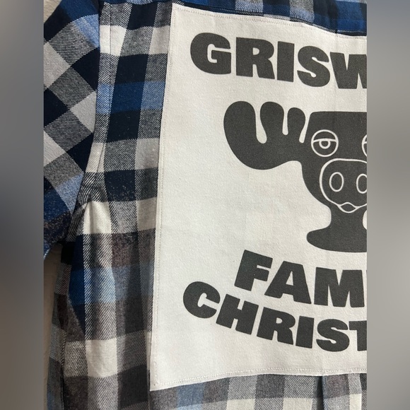 Griswold Family Christmas Moose Glass Upcycled Graphic Flannel - Picture 4 of 9
